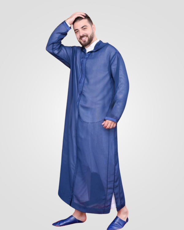 Full length Moroccan thobe Djellaba Sousdi in blue
