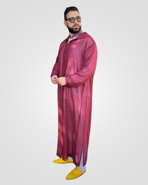 Full length Moroccan thobe Djellaba Sousdi in burgundy