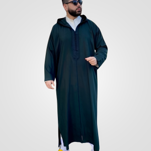Dark green Moroccan thobe Djellaba Sousdi front view