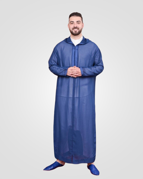 Full length Moroccan thobe Djellaba Sousdi in blue